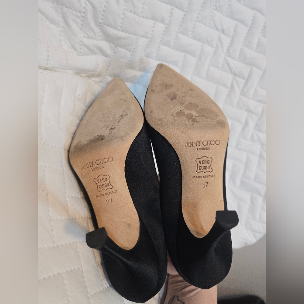 Jimmy Choo Crystal Accent Black Pointed Pumps Heels - Picture 9 of 15